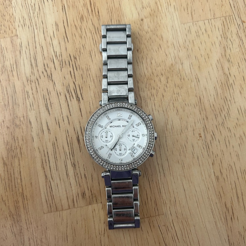 Michael Kors Silver-Tone Watch with Crystal Detailing